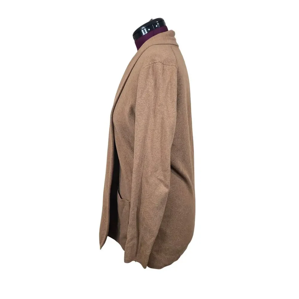 Women's J. Crew Brown Open Front Cotton Sweater Cardigan | Size Medium